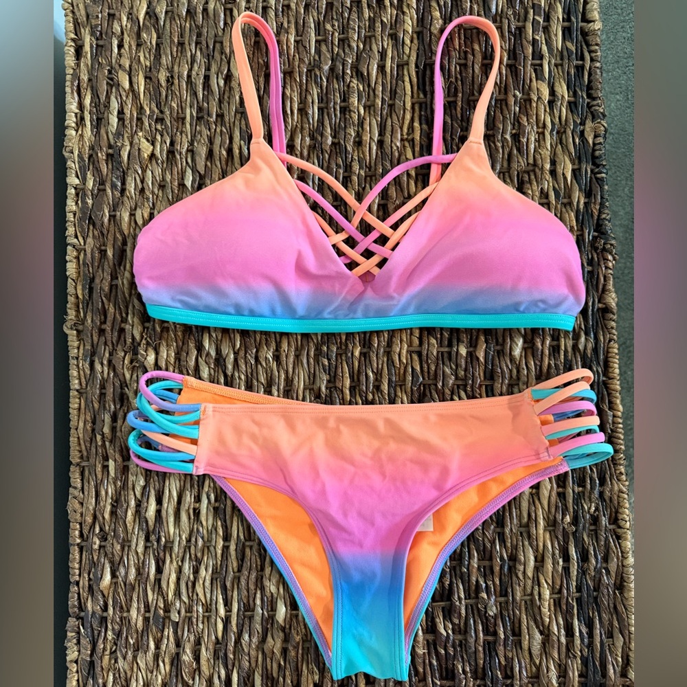 Hollister Orange and Pink Bikini Set